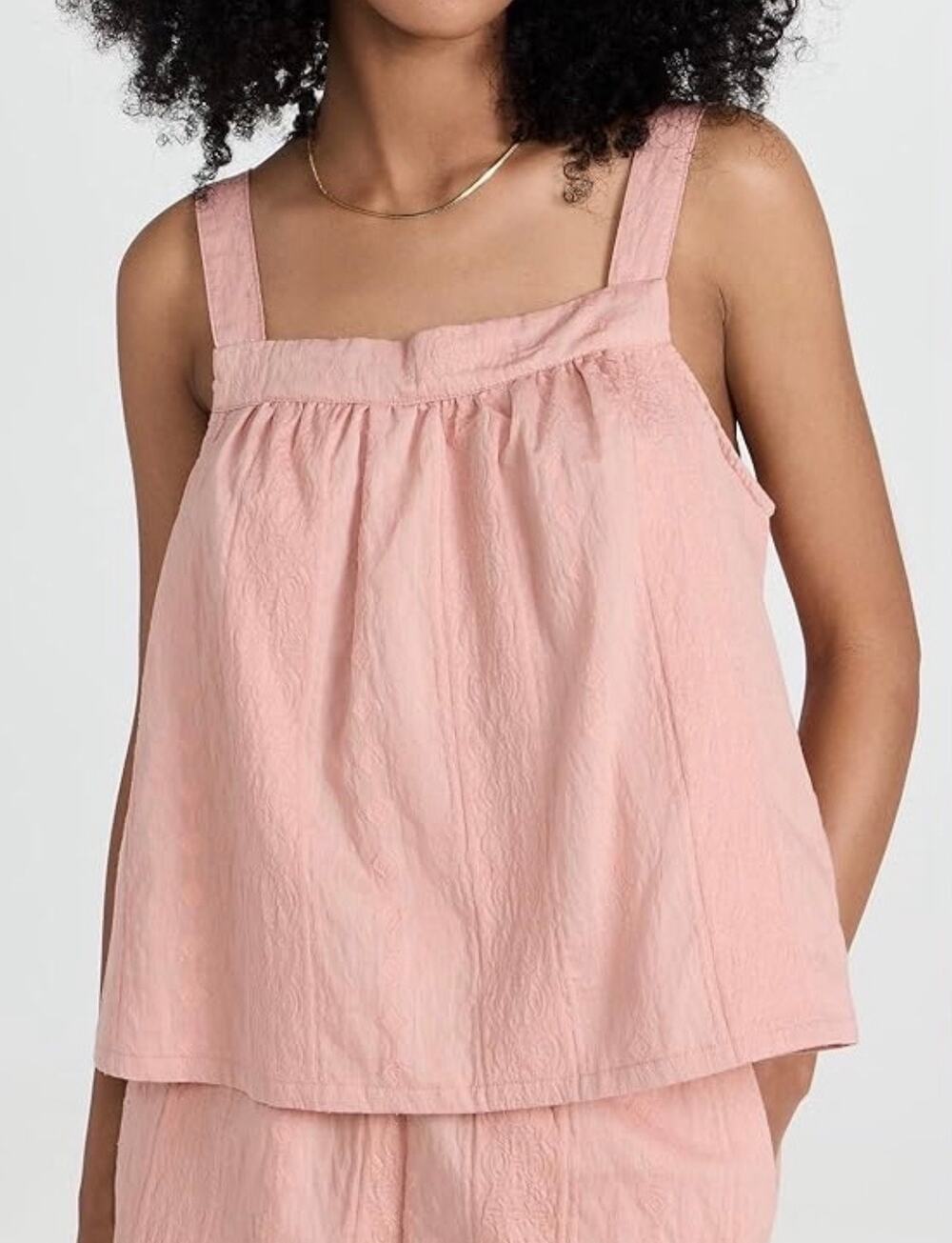 Splendid Aubrey square neck tank top coral jacquard $138 lyocell cotton blend S